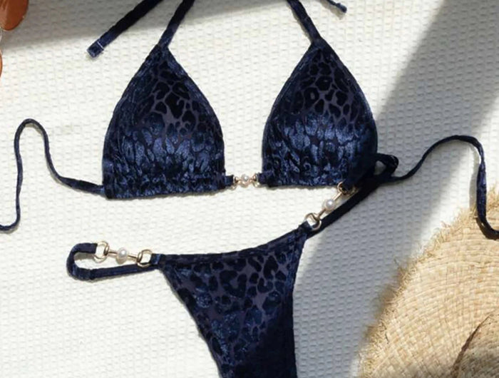 S-XL Leopard Halter Mini Micro Perizoma Bikini Donna Costumi da bagno Costume da bagno femminile Bikini a due pezzi Bagnante Costume da bagno Swim V5207 platinumshop