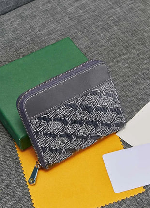 Portafoglio Quadrato Mini in Vera Pelle alla Moda per Uomo e Donna, Chiusura con Cerniera, Portatile, per Carte di Credito e Monete