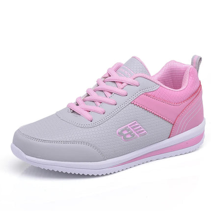 PU Leather Women's Running Shoes Lightweight Casual Sports Shoes Waterproof Outdoor Training Sneakers for Jogging Tennis PlatiNum