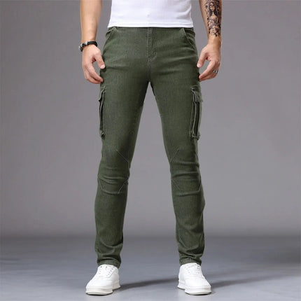 Men's Casual Jeans Vintage Straight Leg Elastic Slim Fit Autumn Winter Sweatpants Trousers Skinny Y2k Jeans Men's Cargo Pants