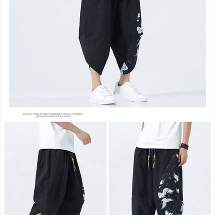 Pantaloncini estivi da uomo stile giapponese retrò comodi pantaloni da spiaggia traspiranti da uomo cintura elastica pantaloni casual Harun larghi e sottili