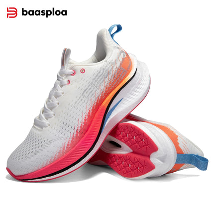 Baasploa Running Shoes Men Carbon Plate Professional Cushioning Anti-slip Sneaker Female Casual Breathable Jogging Sports Shoes PlatiNum