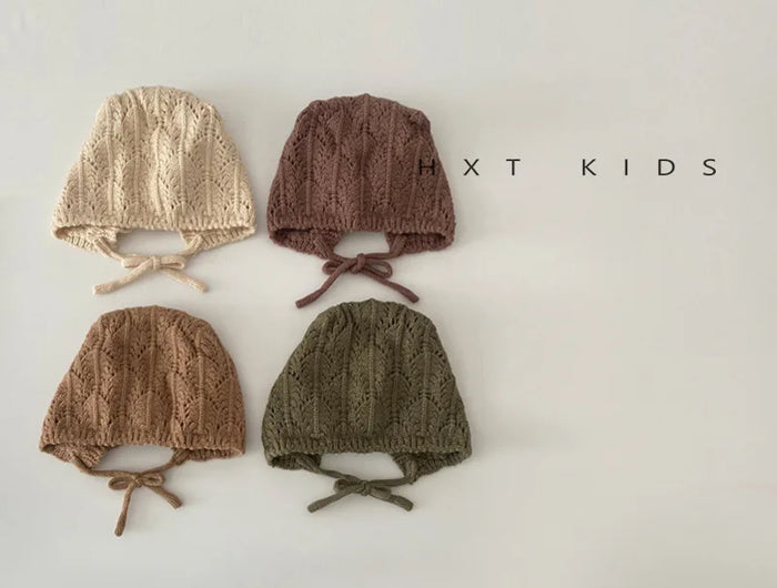 Moda retrò cava bambini cappelli lavorati a maglia fatti a mano all'uncinetto ragazze di fiori genitore-figlio cappello di cotone all'aperto 2024 autunno inverno berretti