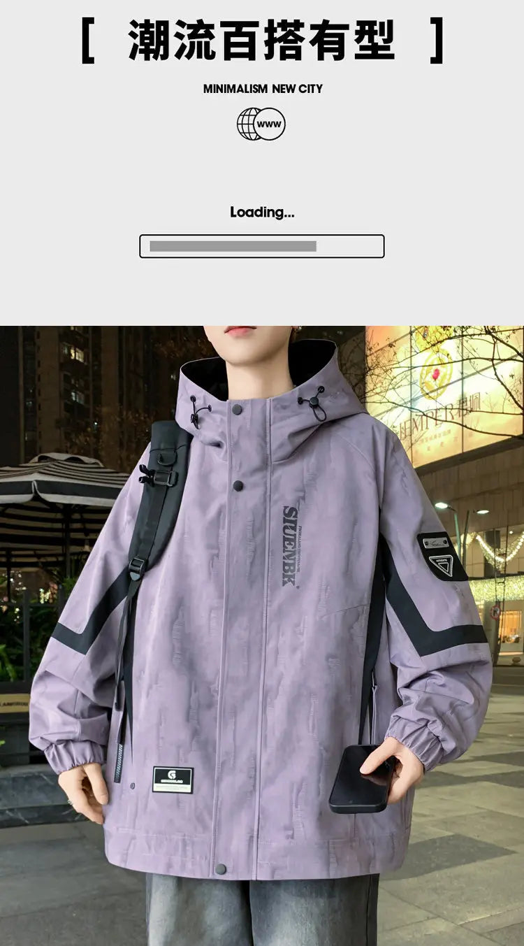Fashion 2026 Spring Autumn Men's Casual Hooded Jackets Streetwear Windproof Coats Youth Outdoor Plus Size 4XL Hoody Top Clothing