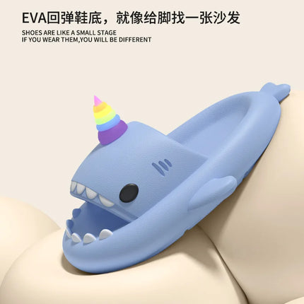 Cute Shark Slippers for Women & Men Summer Platform Night Glow-in-the-Dark Indoor Beach Slides Home Street Wear DIY Accessory