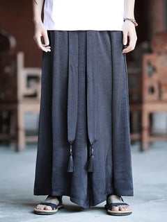 Pantaloni stile cinese da uomo nuovi pantaloni larghi casual in seta di ghiaccio a gamba larga pantaloni da uomo kimono alla moda retrò comodi e traspiranti