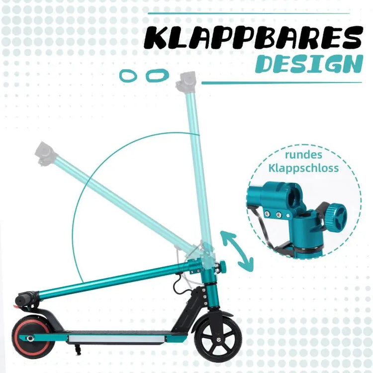 Monopattino Pieghevole da 6.5'' per Bambini dai 6 ai 12 Anni, 60Wh, Autonomia 5-8km, Velocità 14km/h, Capacità di Carico 50kg, con Freno EBS e a Pedale