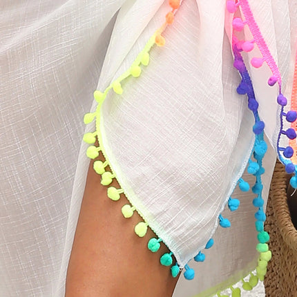 Sarong da Spiaggia per Donna, Sexy Copricostume in Rete Trasparente con Frange Colorate platinumshop