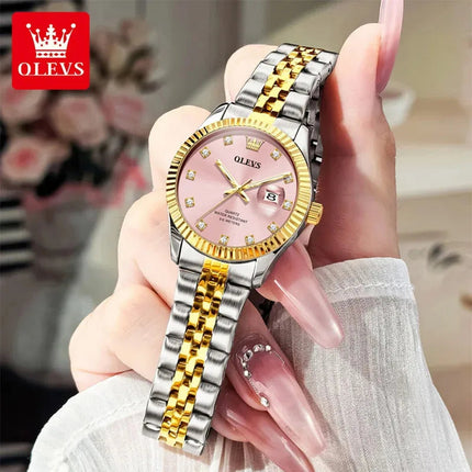 OLEVS Orologio da donna Nuovo orologio al quarzo 3705 Orologio da donna con data luminosa impermeabile in acciaio inossidabile Reloj platinumshop