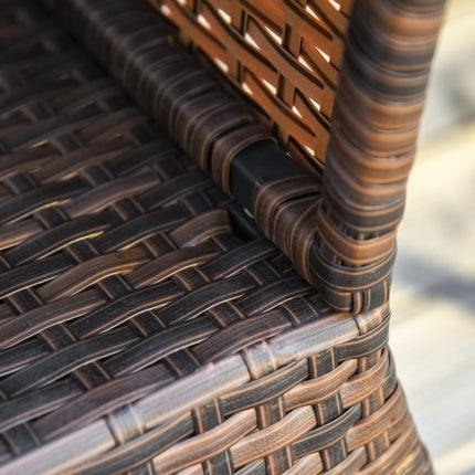 Tavolino da Giardino in Polyrattan Marrone con Porta Ombrellone, Arredo per Esterni, Patio e Balcone, 54x54x55cm, Resistente alle Intemperie