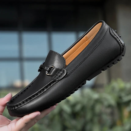 Mocassini in Pelle da Uomo Stile Britannico, Traspiranti, Slip-on, per Guida e Outdoor, Scarpe Casual Classiche Fatte a Mano, Design Elegante