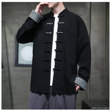 Camicie da Uomo Retrò Cinesi Traspiranti Stile Tang, Comode per Kung Fu e Tai Chi, Casual a Maniche Corte, Tinta Unita