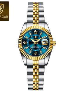 POEDAGAR Orologio da polso da donna alla moda Impermeabile Data luminosa Orologi da donna eleganti Orologio al quarzo in acciaio inossidabile per donna Reloj