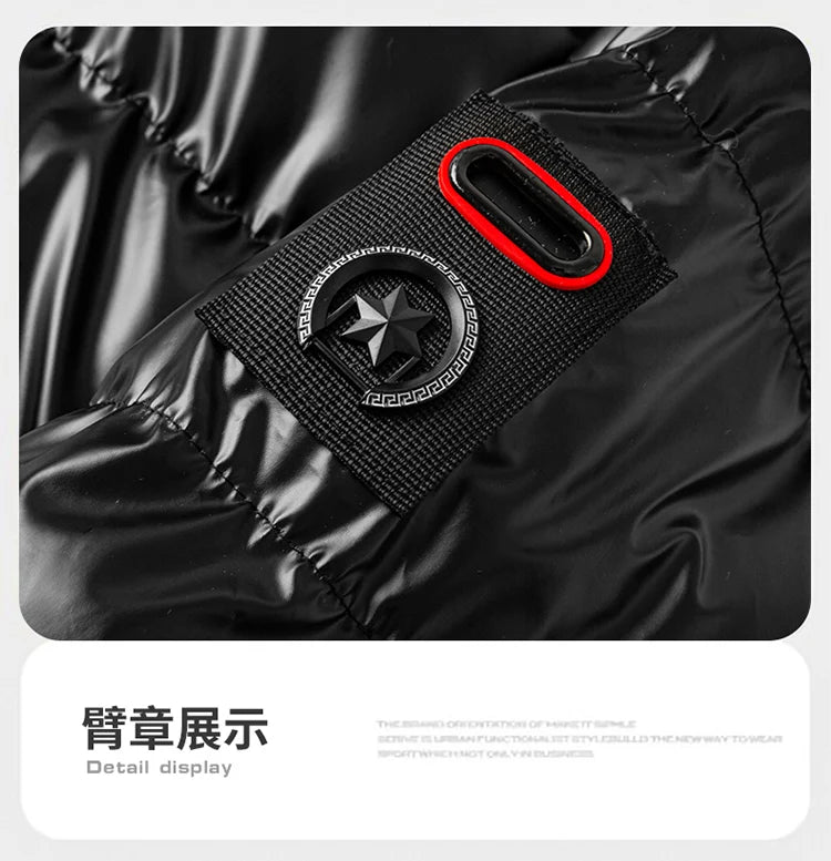 winter casual down cotton jacket Men's bright faced cotton jacket solid color thicken warm men winter coat hooded winter jacket