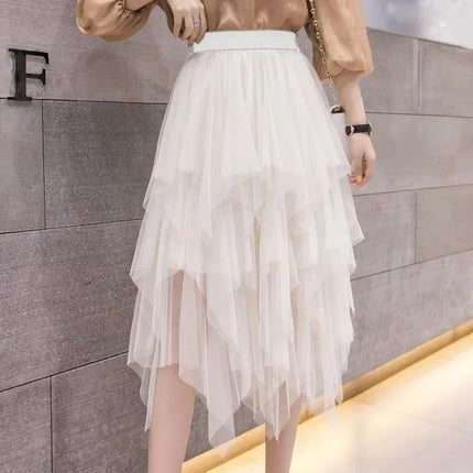 Tutu estivo gonna donna Harajuku Casual Tulle Bottom Jupe Femme Faldas moda vita alta Midi Mesh gonne abbigliamento donna Saia