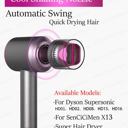 Automatic Swing Nozzle For Dyson Supersonic HD01 HD15 Nozzle SenCiCiMen X13 Super Hair Dryer Shake Nozzle Styling Tool Accessory