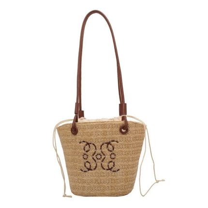 Borsa a tracolla retrò alla moda Borsa da donna Designer di marca di lusso Tote Borsa a tracolla in paglia da donna Borse da spiaggia eleganti da donna