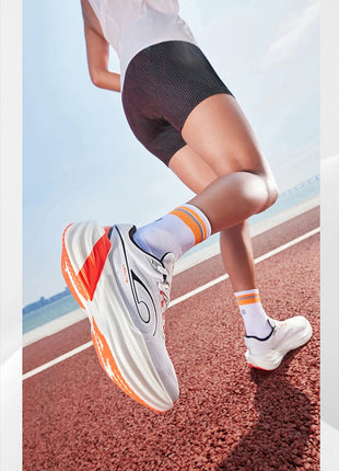 QIAODAN TG1.0 Women's 2026 Marathon Platform Racing Shock Running Shoes Long-distance Soft Rebound Sneakers QDB022253285 PlatiNum