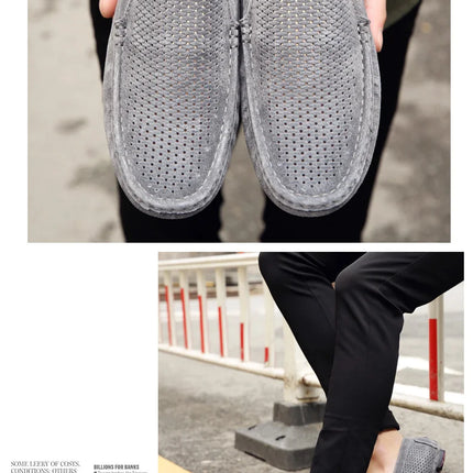 Mocassini da Uomo in Pelle Scamosciata Traspiranti Estivi, Scarpe da Guida di Lusso, Nuove Calzature Casual da Uomo