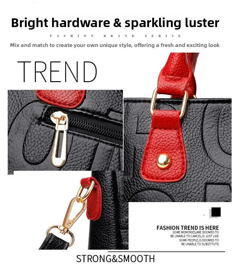 Ladies Large Capacity Leather Shoulder Bag 2025 New Style Urban Simple Tote Bag Women's Single Shoulder Bag Daily Match PlatiNum