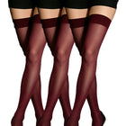 1/3/5 paia di calze da donna bordeaux trasparenti, calze altalaccio elasticizzate ed eleganti
