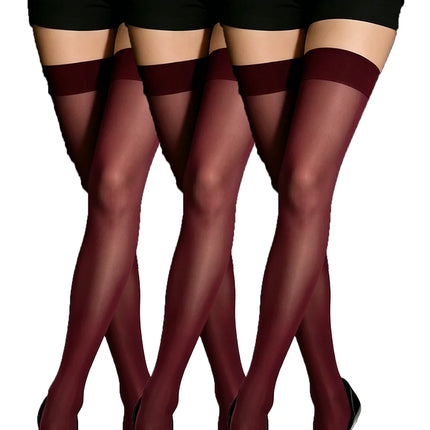 1/3/5 paia di calze da donna bordeaux trasparenti, calze altalaccio elasticizzate ed eleganti