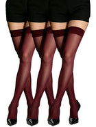 1/3/5 paia di calze da donna bordeaux trasparenti, calze altalaccio elasticizzate ed eleganti