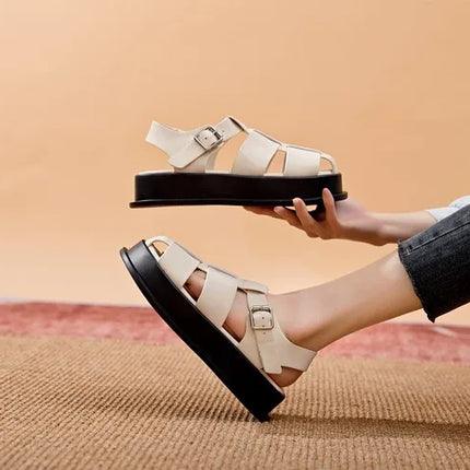 AIYUQI Women's Closed-Toe Sandals, New Summer 2026 Roman Sandals, Fashionable Woven Women's Thick-Soled Casual Shoes