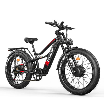 Bicicletta elettrica potente da 3000W, velocità massima di 60km/h, TIFGALOP ES7pro, pneumatici fat da 26 pollici, doppio motore per tutti i terreni, bici elettrica per adulti.