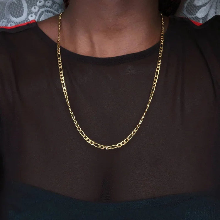 ALIZERO 18K Gold 4MM Figaro Chain Necklace For Women Men Fashion Hip Hop Punk Necklaces Jewelry Wholesale 40-75cm PlatiNum