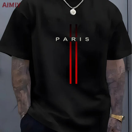 T-shirt da uomo casual sportiva oversize ampia più abbigliamento con stampa Milano comoda maglietta da shopping girocollo a maniche corte