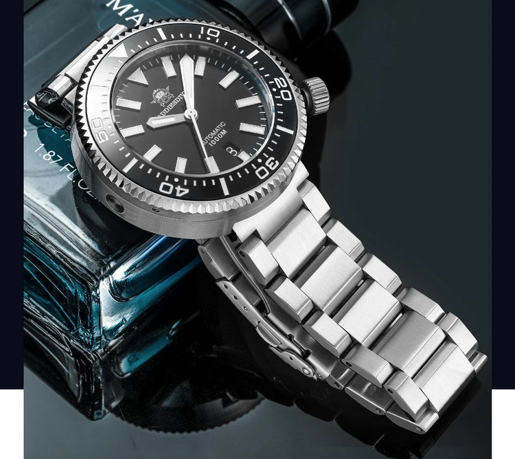 ADDIESDIVE Men's Automatic Mechanical Watch Sapphire Glass Super Luminous Watches Stainless Steel Hombre 100Bar Waterproof
