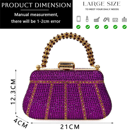 Popular In Nigeria Exquisite Evening Bags With Diamond Design Fashion Handle Clutch Rhinestone Embellished Long Chain Bag PlatiNum