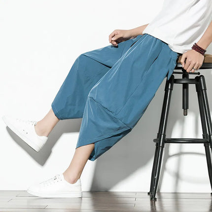 Pantaloncini Harem da Uomo Estivi 2026 Traspiranti Leggeri Sottili Comodi Tinta Unita Alta Qualità Oversize Lunghezza Polpaccio