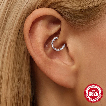 CANNER 1PC 6/7/8/9mm Moissanite 925 Sterling Silver Hoop Earrings Women Round Circle Piercing Earings Personalized Fine Jewelry PlatiNum