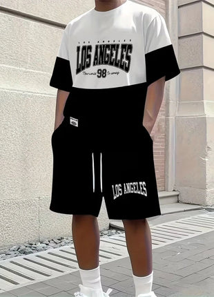 2026 Primavera/Estate Nuovo Top a maniche corte da uomo semplice e casual e pantaloncini casual, set primavera/estate da uomo casual da strada 2 pezzi platinumshop