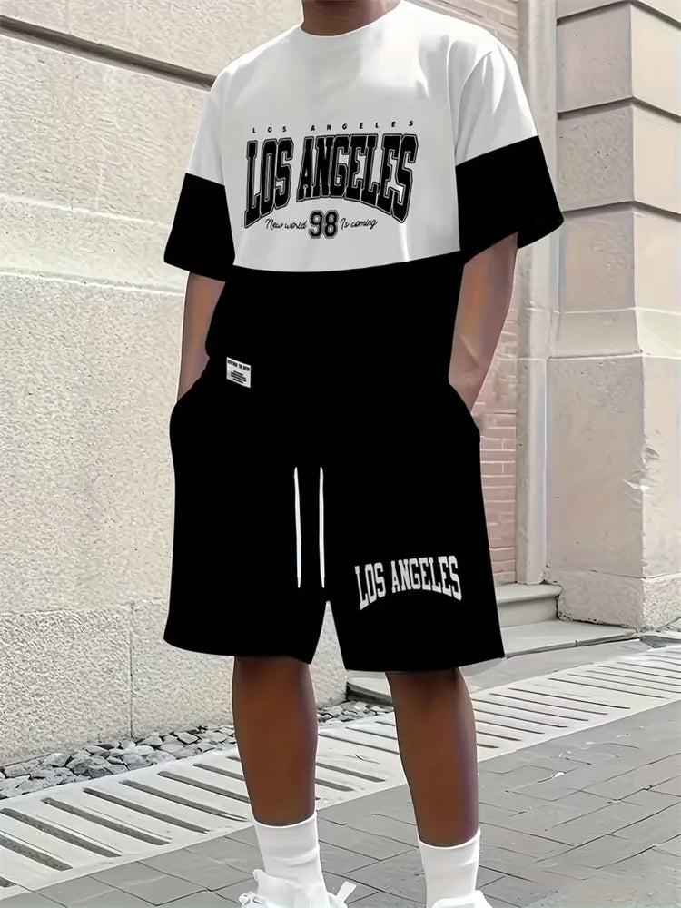 2026 Primavera/Estate Nuovo Top a maniche corte da uomo semplice e casual e pantaloncini casual, set primavera/estate da uomo casual da strada 2 pezzi platinumshop