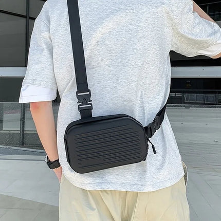 Borsa a tracolla rigida nera, leggera e portatile, per adulti, ideale per il trasporto quotidiano, lo shopping, le brevi camminate all'aperto e l'uso quotidiano.