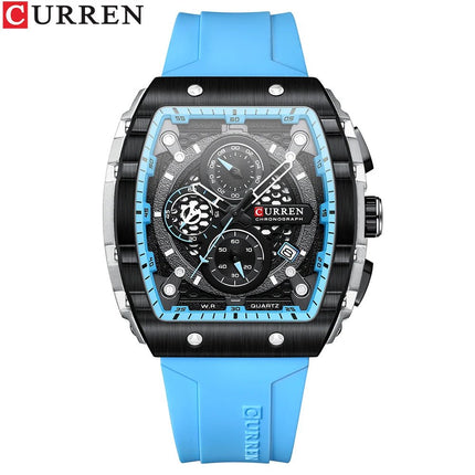 CURREN Orologio da uomo alla moda, marchio unico, design quadrato, lusso, nastro sportivo al quarzo, orologi da uomo impermeabili platinumshop