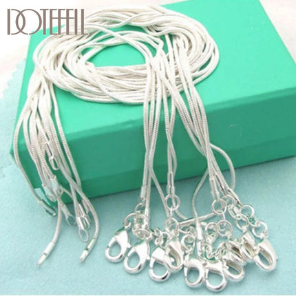 DOTEFFIL 925 Sterling Silver 5/10pcs/Lot 16/18/20/22/24/26/28/30 Inch 1.2mm Snake Chain Necklace For Woman Man Fashion Jewelry PlatiNum