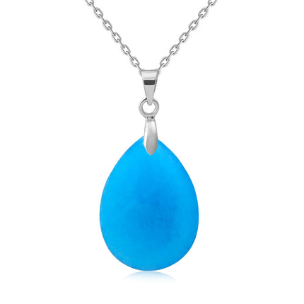 New Fashion Natural Stone Crystal Pendant Teardrop Simple Pendant Necklace Earrings Making Jewelry With Chain collar PlatiNum