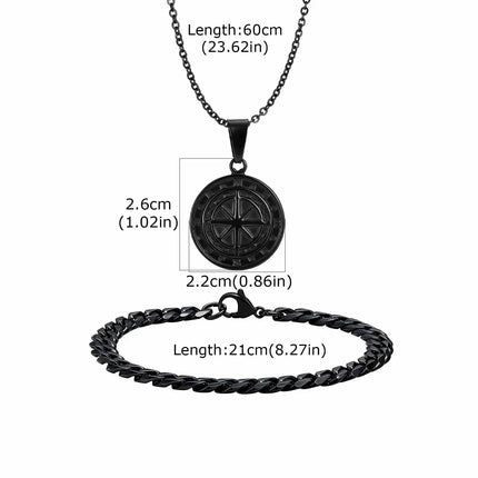 Vnox Set di 2 Pezzi Collana con Ciondolo e Bracciale da Uomo, Set di Gioielli in Acciaio Inossidabile Colore Nero Oro Argento, Regali di Gioielleria alla Moda platinumshop