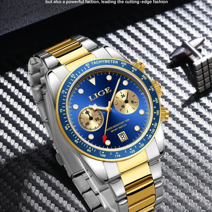 LIGE Nuovi orologi da uomo Orologi da polso al quarzo da uomo di lusso delle migliori marche Cronografo sportivo impermeabile e luminoso Relogio Masculino+BOX platinumshop