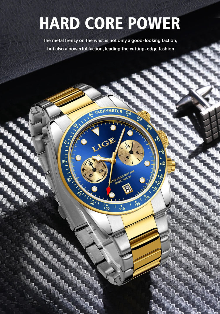 LIGE Nuovi orologi da uomo Orologi da polso al quarzo da uomo di lusso delle migliori marche Cronografo sportivo impermeabile e luminoso Relogio Masculino+BOX platinumshop