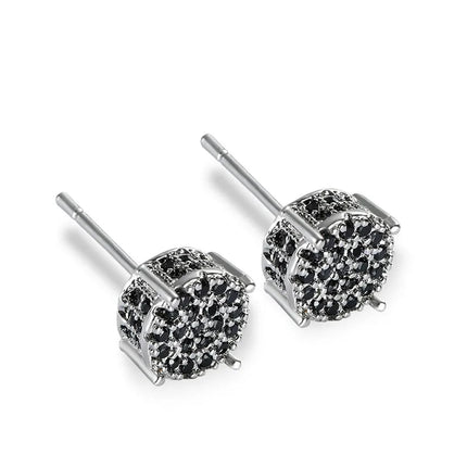 Female Austrian Crystal Round Earring White Gold Yellow Gold Color White Zircon Hip Hop Wedding Stud Earrings For Women Jewelry PlatiNum
