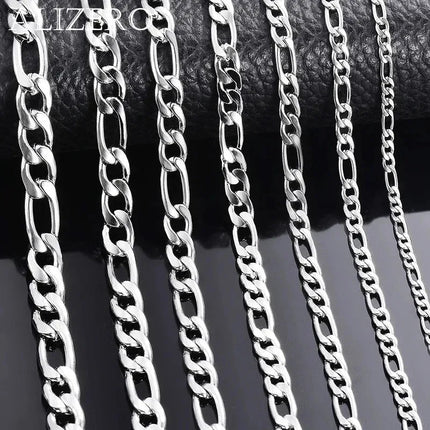 Men's 925 Sterling Silver Necklace 2/4/6/8/10/12MM 40-75cm Figaro Chain Necklace Lobster Clasp Men Women Engagement Jewelry PlatiNum