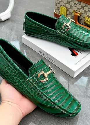 Scarpe Casual da uomo in pelle verniciata di alta qualità scarpe da guida di marca mocassini con motivo a coccodrillo maschile per scarpe basse mocassino da uomo