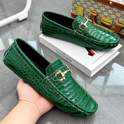 Scarpe Casual da uomo in pelle verniciata di alta qualità scarpe da guida di marca mocassini con motivo a coccodrillo maschile per scarpe basse mocassino da uomo