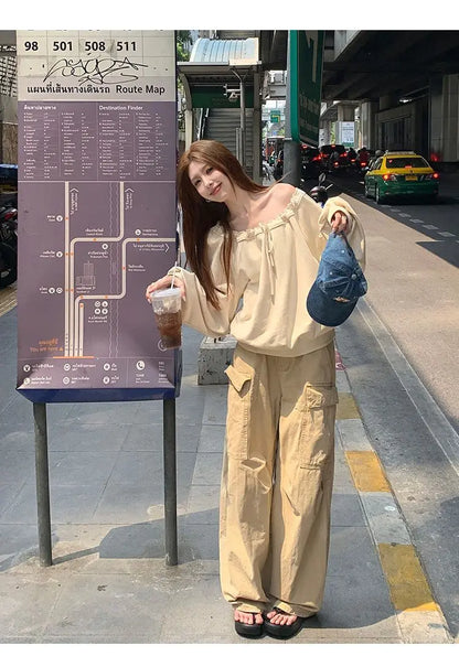 Bandage Pleated Solid Lazy Style Hoodies Sweatshirts Spring Autumn Long Sleeve Loose Fashion Tops Korean Casual Women Clothing