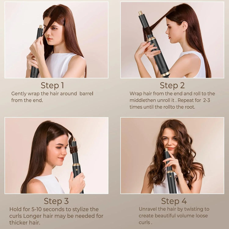 UKLISS 638 5‑In‑1 Hot Air Brush Set, Professional Hair Styling Tools, Multi‑Function Hair Dryer Curling Iron Straightener Kit For Curling, Drying, Straightening, Smoothing And Fluffy Hairstyle, For Home Professional Use